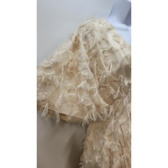 ASOS EDITION Textured Cinched Pleat Waist Mini Dress in stone Size 6 - Picture 4 of 12